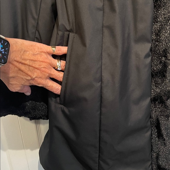 Guillaume Black Hooded Faux Fur Lined Coat Size L - Picture 6 of 15